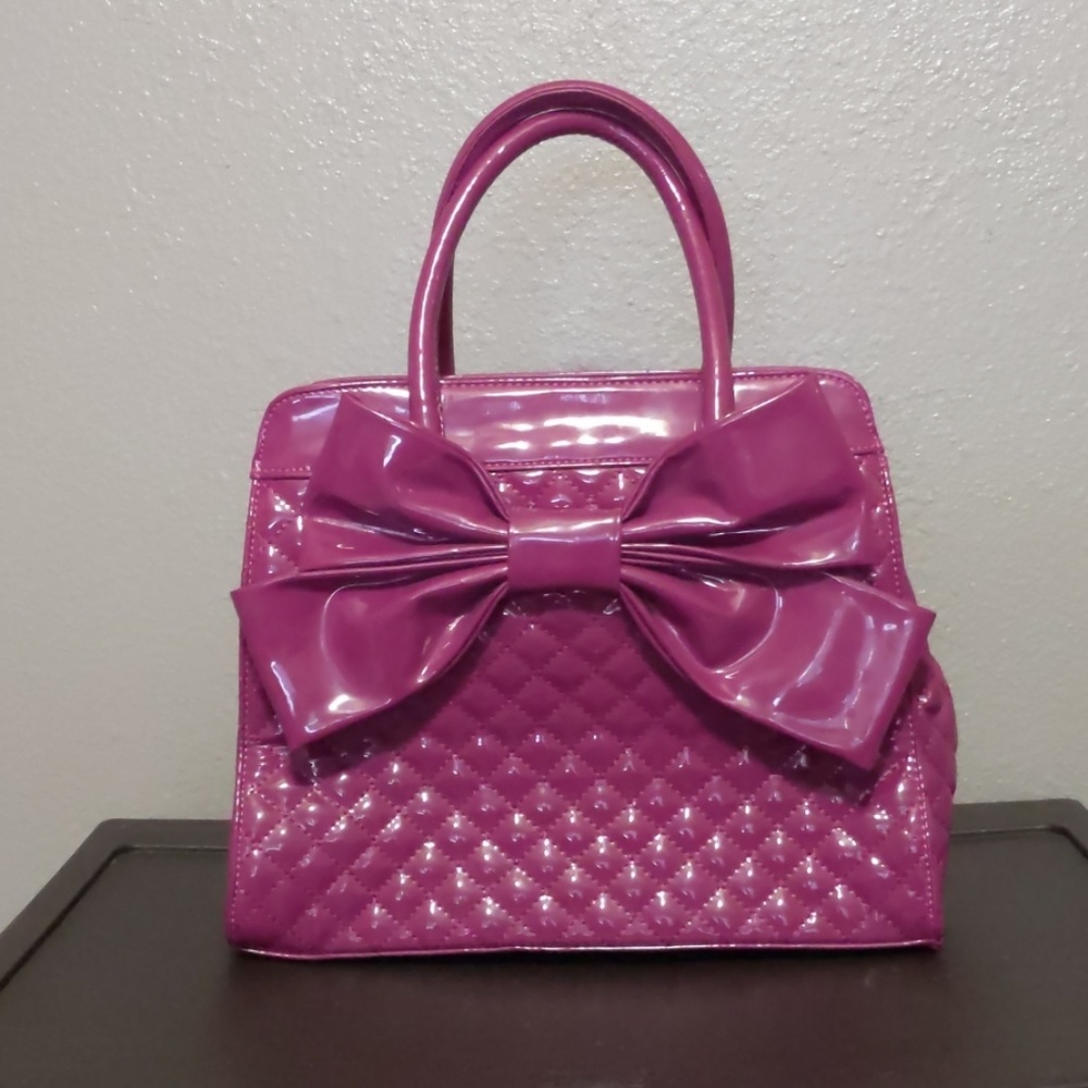 Scarleton: Purple Patent Leather Purse w/a Big Bow